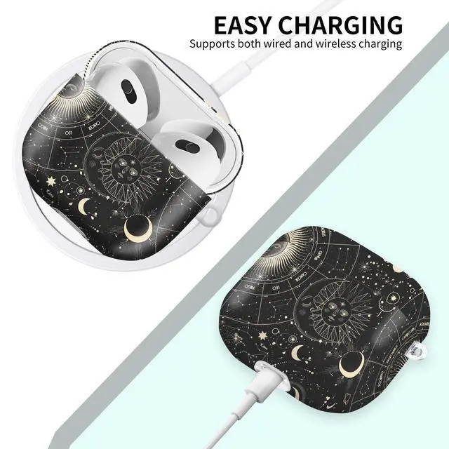 Alt view image 5 of 6 - Case Compatible with AirPod 4 2024, Soft Full Protective Cover with Keychain for Women,Cute AirPod 4 Case Accessories for 4th Generation Charging 2024(Sun Moon)
