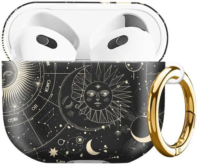Main image of Case Compatible with AirPod 4 2024, Soft Full Protective Cover with Keychain for Women,Cute AirPod 4 Case Accessories for 4th Generation Charging 2024(Sun Moon)