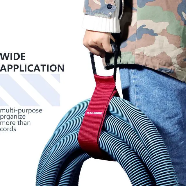 Alt view image 7 of 7 - 2 PCS Heavy Duty Cord Storage Wrap Holder Extension Hook and Loop Cord Hose Organizer Strap with Carrying Handle for Cords Garden Hose Swimming or Garage Tool (RED)