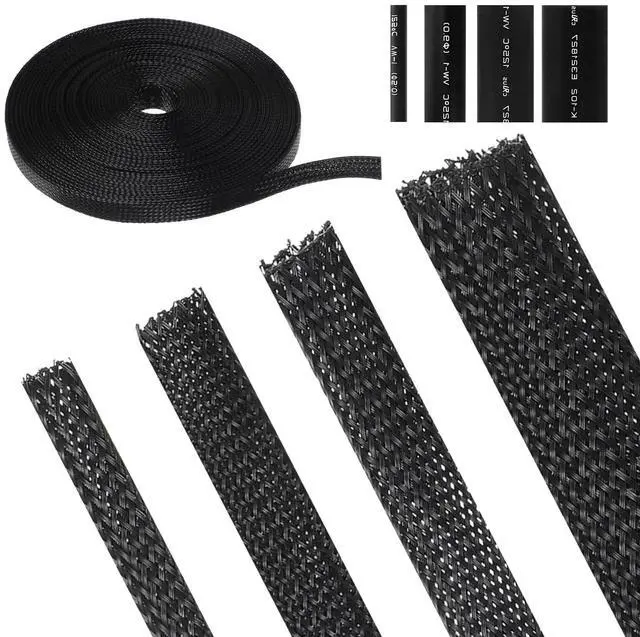 Main image of 131 ft Expandable Braided Cable Sleeve Wire Loom PET Wiring Sleeving, Mesh Automotive Split Sheathing Wrap Management Heat Shrink for Television Audio Computer Cable (1/2 in, 1/4 in, 3/8 in, 3/4 in)