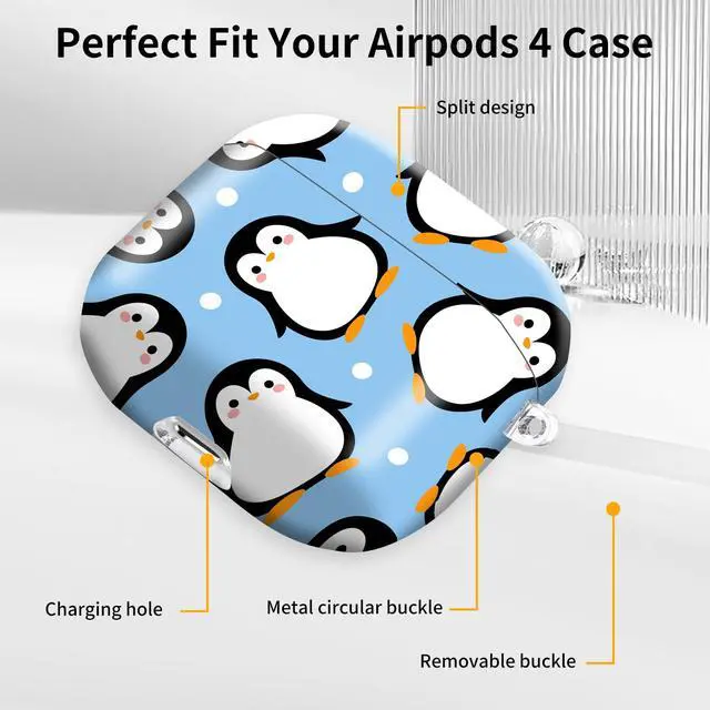 Alt view image 6 of 6 - Case Compatible with AirPod 4 2024, Soft Full Protective Cover with Keychain for Women,Cute AirPod 4 Case Accessories for 4th Generation Charging 2024(Penguin)