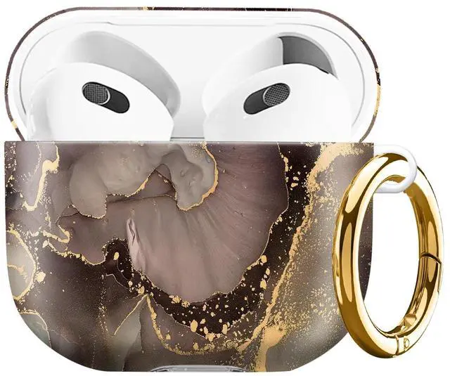 Main image of Case Compatible with AirPod 4 2024, Soft Full Protective Cover with Keychain for Women,Cute AirPod 4 Case Accessories for 4th Generation Charging 2024(Natural Luxury Waves Golden Marble)