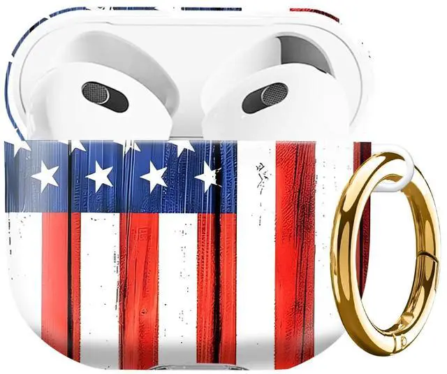 Main image of Case Compatible with AirPod 4 2024, Soft Full Protective Cover with Keychain for Women,Cute AirPod 4 Case Accessories for 4th Generation Charging 2024(Patriotic Rustic Flag)