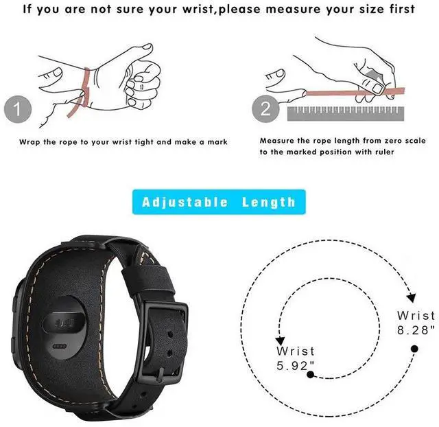 Alt view image 6 of 6 - Compatible with Fitbit Sense/Versa 3 Bands Genuine Leather Cuff Band Replacement Strap with Stainless Steel Clasp Compatible for Fitbit Versa 3 Sense Accessories Men Women