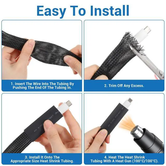 Alt view image 4 of 7 - 131 ft Expandable Braided Cable Sleeve Wire Loom PET Wiring Sleeving, Mesh Automotive Split Sheathing Wrap Management Heat Shrink for Television Audio Computer Cable (1/2 in, 1/4 in, 3/8 in, 3/4 in)