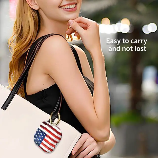 Alt view image 3 of 6 - Case Compatible with AirPod 4 2024, Soft Full Protective Cover with Keychain for Women,Cute AirPod 4 Case Accessories for 4th Generation Charging 2024(Patriotic Rustic Flag)