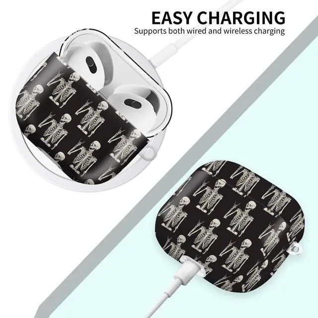 Alt view image 5 of 6 - Case Compatible with AirPod 4 2024, Soft Full Protective Cover with Keychain for Women,Cute AirPod 4 Case Accessories for 4th Generation Charging 2024(Skull Human Skeleton)