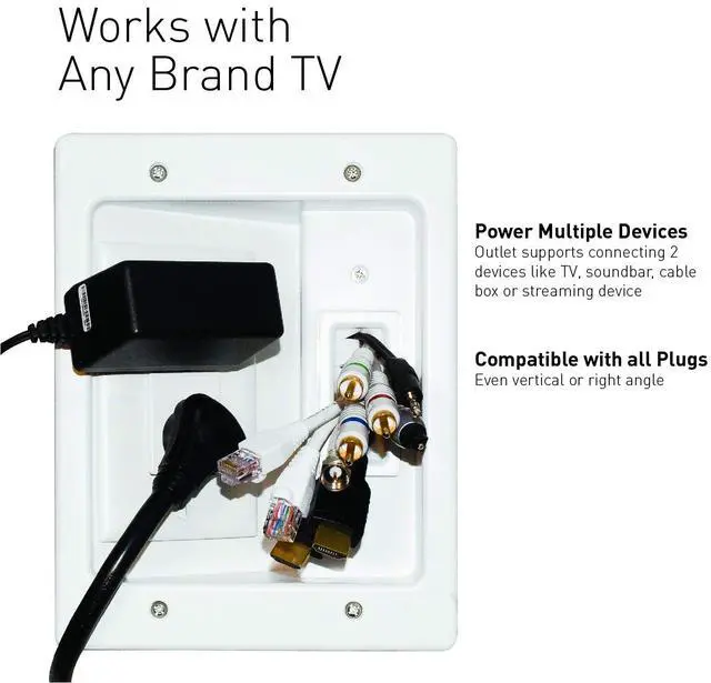 Alt view image 5 of 6 - Legrand, Home Office & Theater, In Wall TV Power Kit, White, 6ft Length, HT22U2WHR6