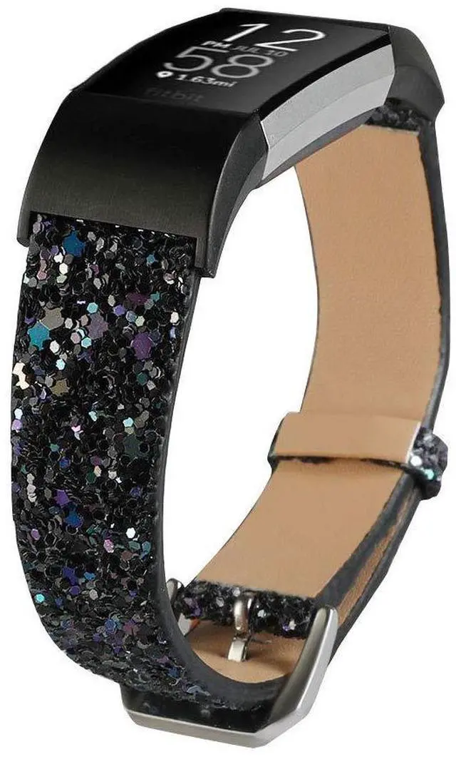 Main image of Bling Bands Compatible with Fitbit Charge 2 Band, Women Strap Shiny Glitter Leather Replacement Bands Compatible with Fitbit Charge 2 Wristbands