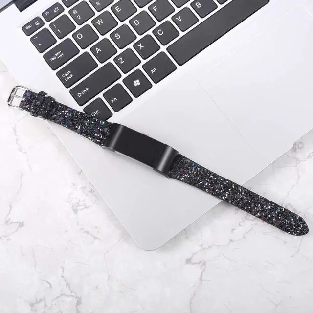 Alt view image 3 of 6 - Bling Bands Compatible with Fitbit Charge 2 Band, Women Strap Shiny Glitter Leather Replacement Bands Compatible with Fitbit Charge 2 Wristbands