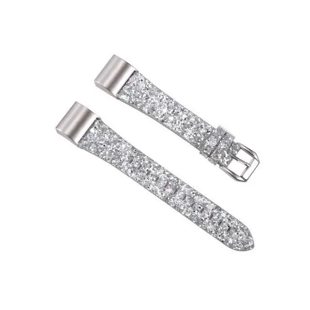 Alt view image 2 of 3 - Bling Bands Compatible with Fitbit Charge 2 Band, Women Strap Shiny Glitter Leather Replacement Bands Compatible with Fitbit Charge 2 Wristbands