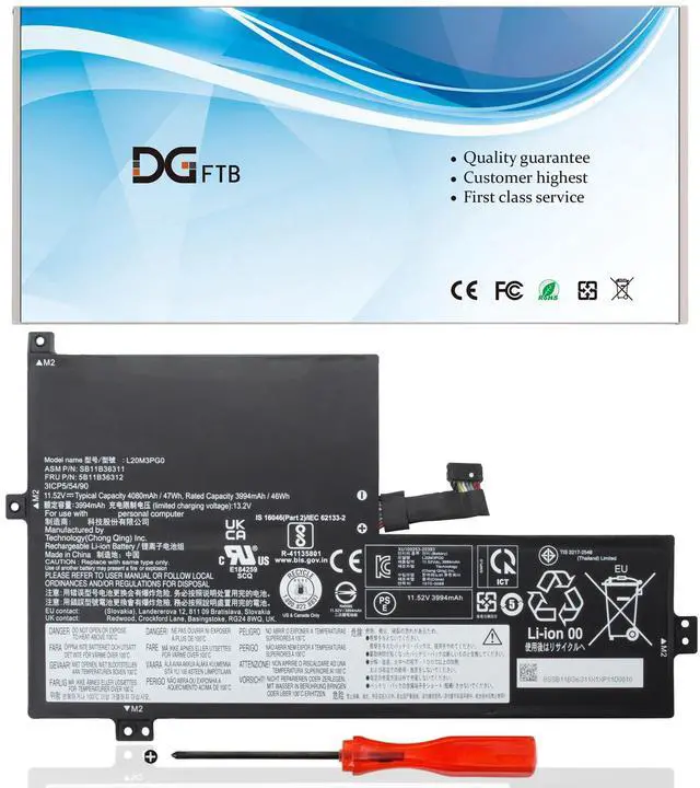 Main image of L20M3PG0 Laptop Battery for Lenovo 100w 300w 500w Gen 3 100e 300e 500e Chromebook Gen 3 IdeaPad 3 Chrome 15IJL6 Flex 3 Chrome 15IJL7 L20C3PG0 L20D3PG0 L20L3PG0 (11.52V 47Wh/4080mAh)