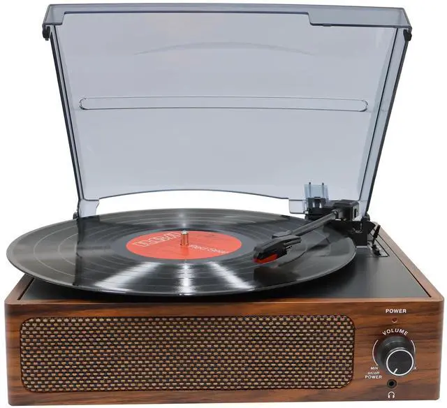 Main image of Vintage Vinyl Record Player Built-in Stereo Speakers and 3-Speed Belt-Drive for Vinyl Records,Vinyl LP Player with Enhanced Sound, Aux-in & RCA