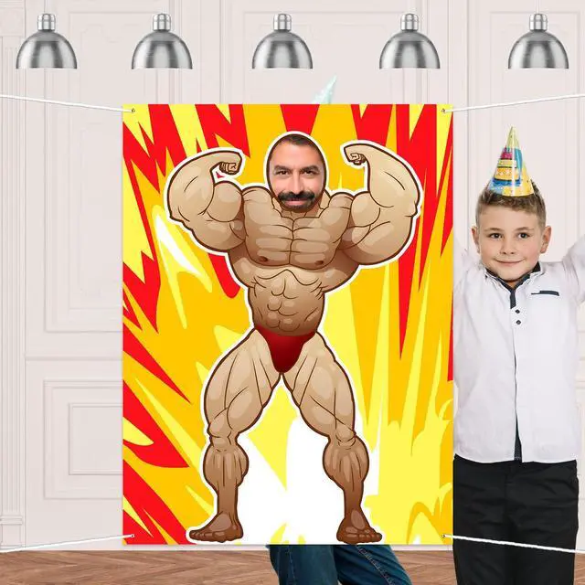 Main image of Fitness Photo Banner Backdrop Background Bodybuilder Pretend Play Party Game Gym Exercise Sports Muscle Theme Decor for Wrestling Party Birthday Party Photo Booth Props Favors Supplies Decorations