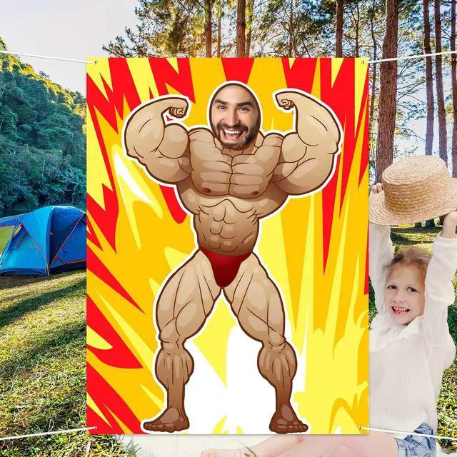 Alt view image 5 of 7 - Fitness Photo Banner Backdrop Background Bodybuilder Pretend Play Party Game Gym Exercise Sports Muscle Theme Decor for Wrestling Party Birthday Party Photo Booth Props Favors Supplies Decorations