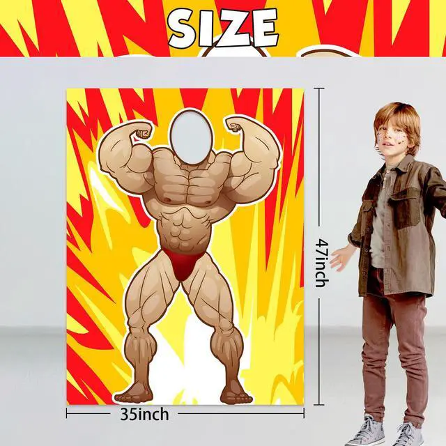 Alt view image 2 of 7 - Fitness Photo Banner Backdrop Background Bodybuilder Pretend Play Party Game Gym Exercise Sports Muscle Theme Decor for Wrestling Party Birthday Party Photo Booth Props Favors Supplies Decorations