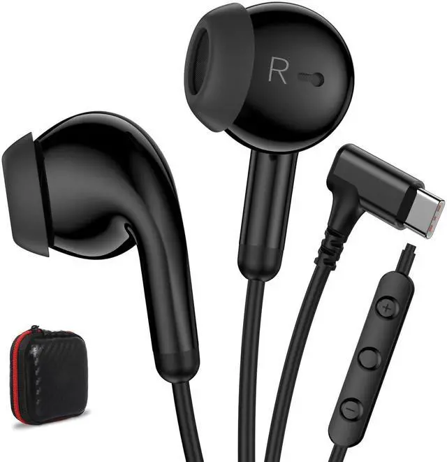 Main image of USB C Earbuds Wired Type C Headphone Earphones for iPad 10th Black | C Plug Headphones for iPhone 17 Pro 16 15 for Samsung S26 S21 S25 S24 with Microphone Volume Control School Student Headset