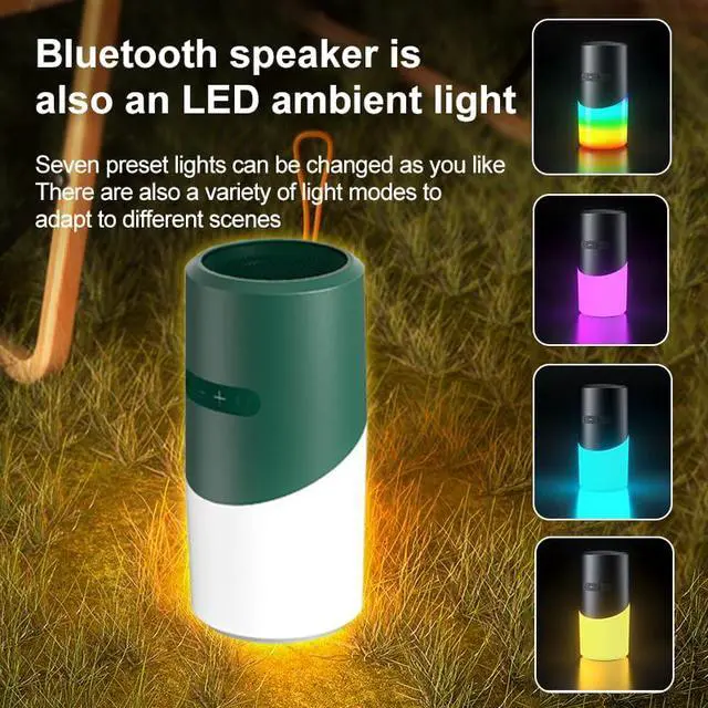 Alt view image 3 of 6 - Portable Bluetooth Speaker with LED Dynamic Lights, Mulit Function to be a Night Light HD Stereo Sound, 24H Playtime, Portable Wireless Speaker for Home/Party/Indoor/Outdoor/Beach-Green