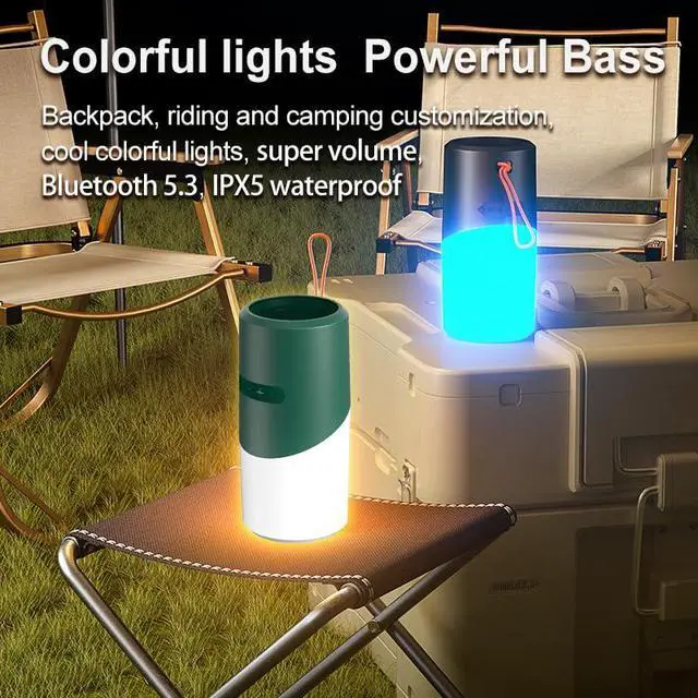 Alt view image 2 of 6 - Portable Bluetooth Speaker with LED Dynamic Lights, Mulit Function to be a Night Light HD Stereo Sound, 24H Playtime, Portable Wireless Speaker for Home/Party/Indoor/Outdoor/Beach-Green
