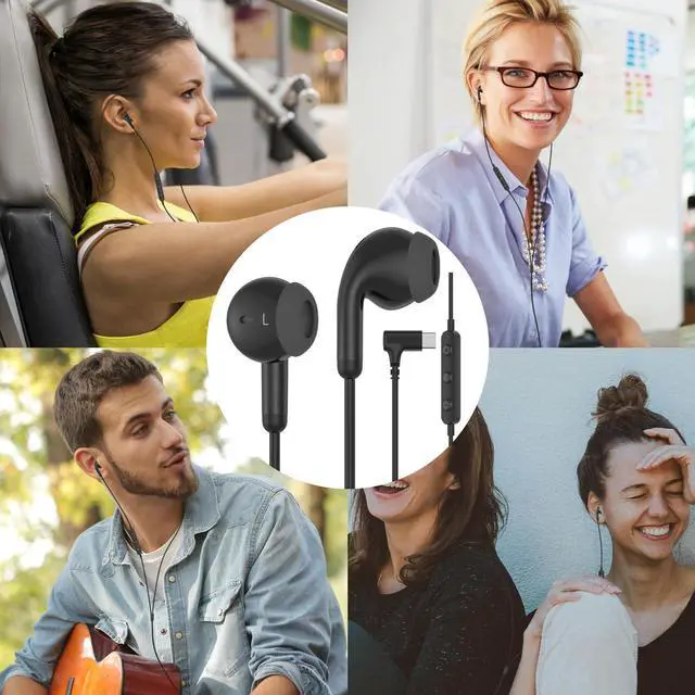 Alt view image 3 of 7 - USB C Earbuds Wired Type C Headphone Earphones for iPad 10th Black | C Plug Headphones for iPhone 17 Pro 16 15 for Samsung S26 S21 S25 S24 with Microphone Volume Control School Student Headset