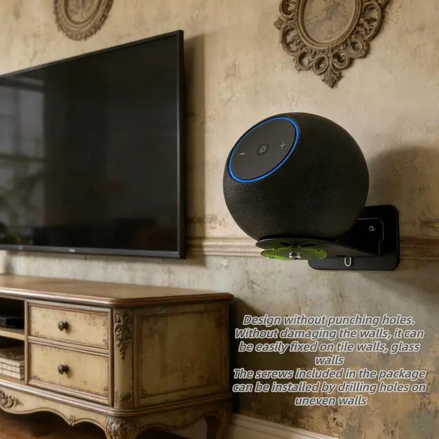 Alt view image 2 of 6 - Wall-Mounted Speaker Stand Compatible with Echo Studio (Newest Model) and All Suitable Sized Speakers Such as Sonos Era 100,Homepod and Echo 4th gen (Black)