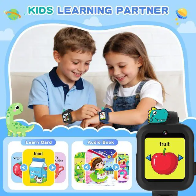 Alt view image 6 of 7 - Smart Watch for Kids with 39 Puzzle Games - HD Touch Screen Kids Watch, Camera, Music Player, Alarm Clock, Calculator, Pedometer, Flashlight, Puzzle Game for 3-12 Year Old Gifts for Boys