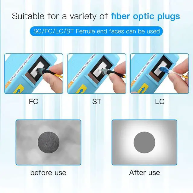 Alt view image 4 of 6 - Fiber Cleaner Box - FTTH Fiber Optic Cleaning Box for FC & SC & LC End Faces & Optical Connectors -Over 500 Times Anti Static Clean Swab, Blue