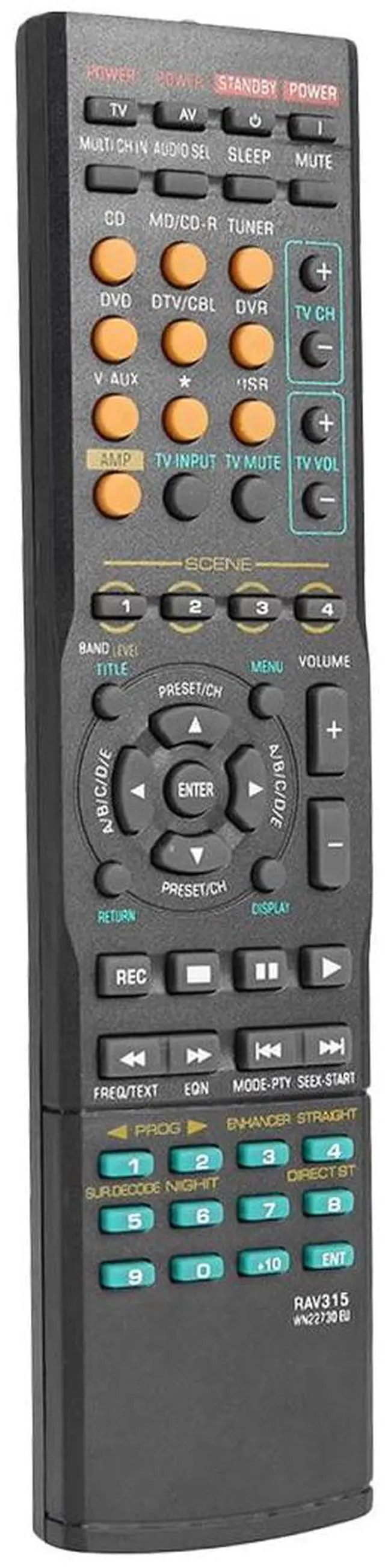 Main image of RAV315 Replacement Remote Control for Yamaha RX-N600 RX-V1200 RX-V1500 RX-V1600 RX-V1800 RX-V2700 RX-V3300 RX-V361 RX-V363 RX-V365 RX-V3800 RX-V450 RX-V457 AV Receiver