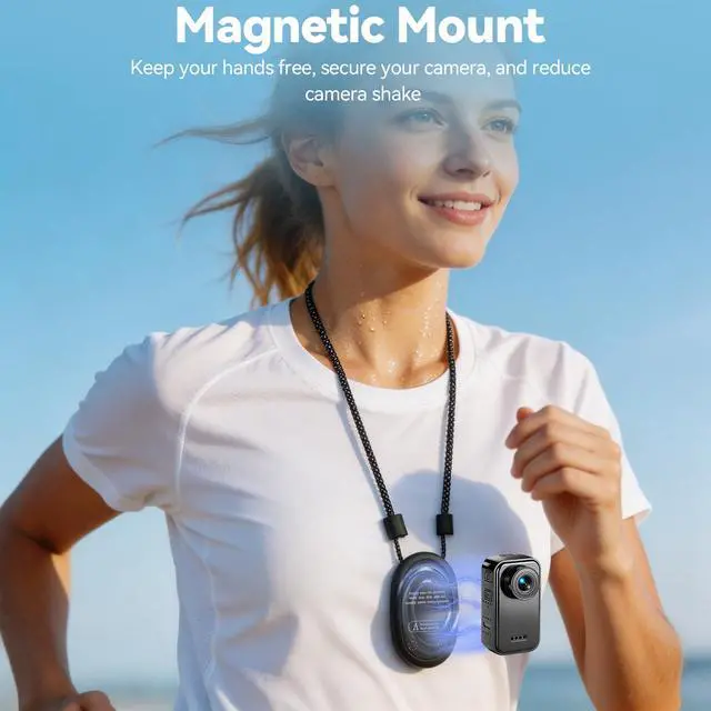 Alt view image 2 of 4 - 4K Mini Body Camera,Thumb Camera,Mini Body Sports Action Camera with 64GB Storage, Hands Free POV Magnetic Wearable Cam, Thumb Size Mount Anywhere for Cycling Hiking Running Vlogging Pet Walking