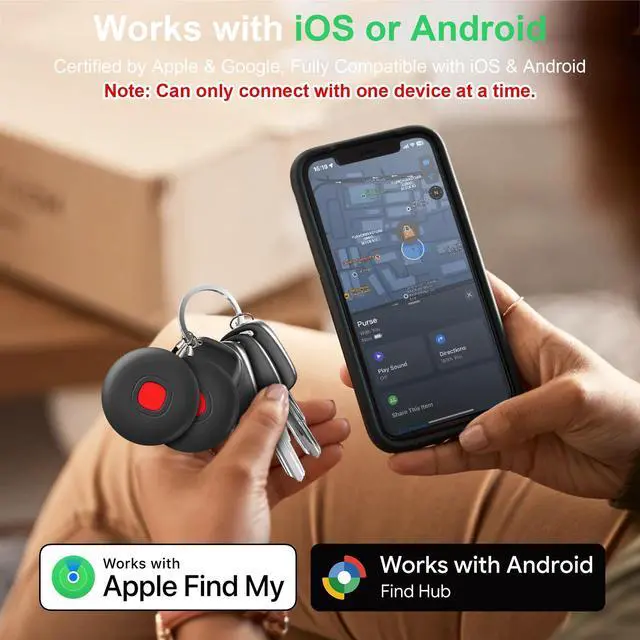 Alt view image 3 of 6 - Air Tracker for Android or iOS, Tracker Tags-4 Pack Dual System Bluetooth Tracker Waterproof Work with iOS Find My and Google Find Hub App Finder for Wallets,Bags,Suitcases