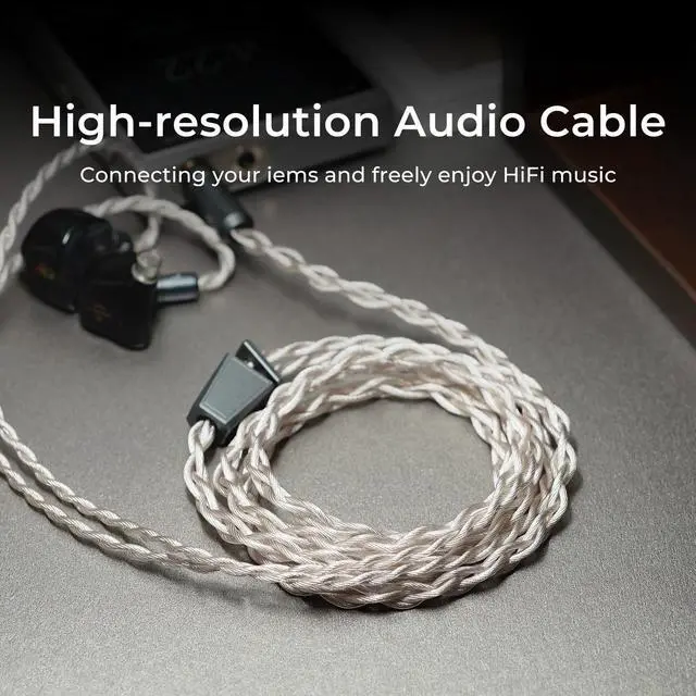 Alt view image 6 of 6 - Effect Audio Cadmus Lite 4-Wire IEM Cable, Silver-Plated Copper Litz, Clear Treble & Spacious Vocals Septuplet Core Bundle Headphone Cord for 2-Pin IEMs (120cm, 4.4mm Jack)