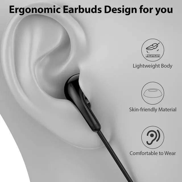 Alt view image 6 of 7 - USB C Earbuds Wired Type C Headphone Earphones for iPad 10th Black | C Plug Headphones for iPhone 17 Pro 16 15 for Samsung S26 S21 S25 S24 with Microphone Volume Control School Student Headset