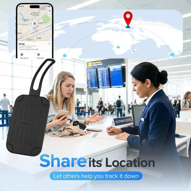 Alt view image 5 of 6 - Silicone Luggage Tag Built-in Tracker Work with iOS & Android | Certified by Apple Find My and Google Find Hub, Anti-Loss Tracker Locator for Travel Bags, Suitcase, Backpacks