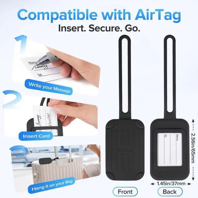 Alt view image 6 of 6 - Silicone Luggage Tag Built-in Tracker Work with iOS & Android | Certified by Apple Find My and Google Find Hub, Anti-Loss Tracker Locator for Travel Bags, Suitcase, Backpacks