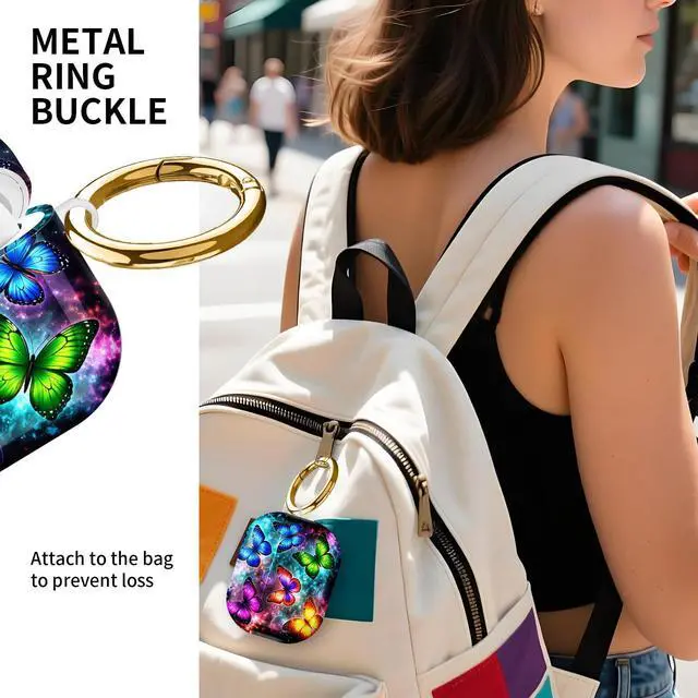Alt view image 4 of 7 - Compatible with AirPod Pro 3rd Gen(2025) Case,Protective Case for AirPod Pro 3rd Gen, Shockproof with Carabiner, Wireless Charging Compatible for Women Men(Colorful Butterflies)