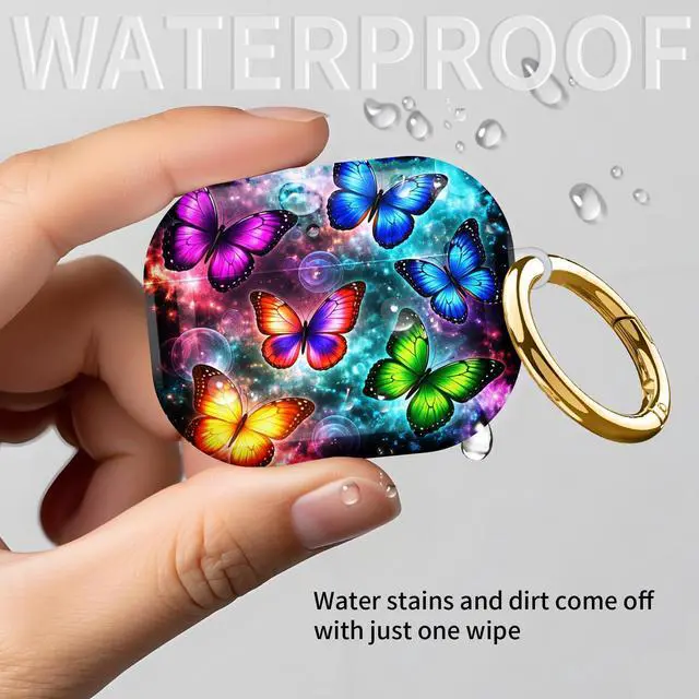Alt view image 7 of 7 - Compatible with AirPod Pro 3rd Gen(2025) Case,Protective Case for AirPod Pro 3rd Gen, Shockproof with Carabiner, Wireless Charging Compatible for Women Men(Colorful Butterflies)