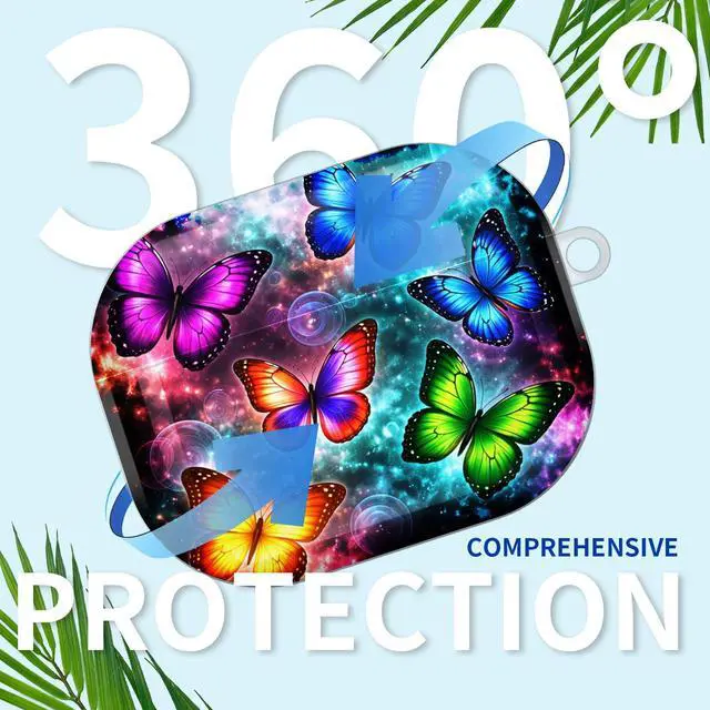 Alt view image 6 of 7 - Compatible with AirPod Pro 3rd Gen(2025) Case,Protective Case for AirPod Pro 3rd Gen, Shockproof with Carabiner, Wireless Charging Compatible for Women Men(Colorful Butterflies)