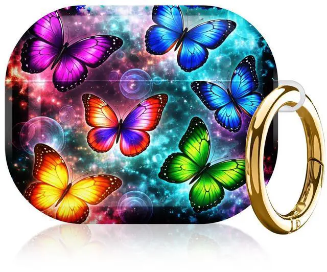 Alt view image 5 of 7 - Compatible with AirPod Pro 3rd Gen(2025) Case,Protective Case for AirPod Pro 3rd Gen, Shockproof with Carabiner, Wireless Charging Compatible for Women Men(Colorful Butterflies)
