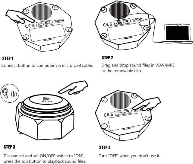 Alt view image 4 of 7 - USB Recordable Buttons-USB Sound Button-Make Your Own Button by Uploading Audio Files-Support 100+ Recordings PlaybackUpgraded Version
