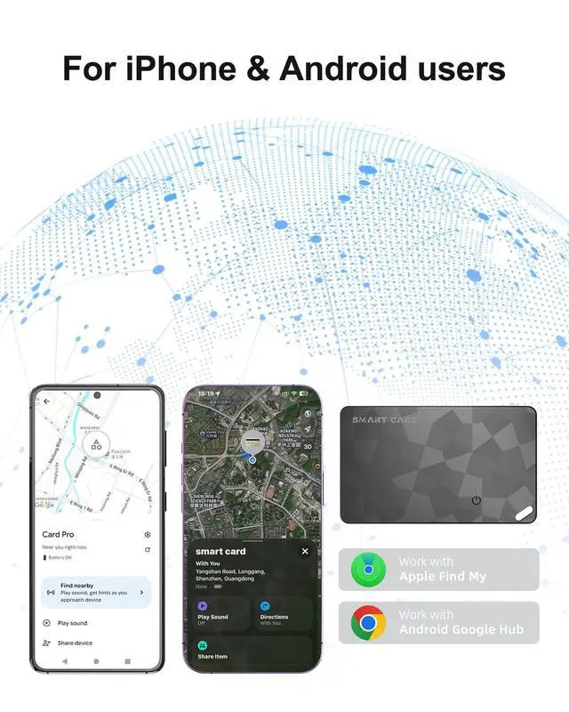 Alt view image 2 of 7 - Wallet Tracker Card (iOS and Android) - 0.06in Slim Tracking Card | IP68 Waterproof Bluetooth Smart Card, Work with Apple Find My & Google Find Hub, Item Finder for Luggage, Passports, Backpack