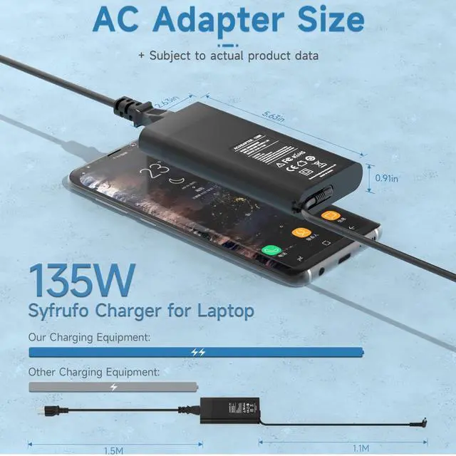 Alt view image 4 of 6 - 135W Laptop Charger for HP Spectre x360 & Pavilion Gaming