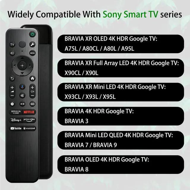 Alt view image 3 of 7 - RMF-TX910U Voice Remote New Replacement Compatible with Sony TV Bravia Remote, Compatible with All Smart LED OLED TVs Series with Voice Function