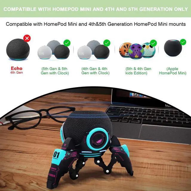 Alt view image 2 of 6 - Echo Dot Stand, Echo dot Shell, Echo dot Holder, Table Stand Decorative Holder for Echo Dot 4th/5th gen - for Homepod Mini, Accessories, Portable Design, Bracket can be Adjusted arbitrarily