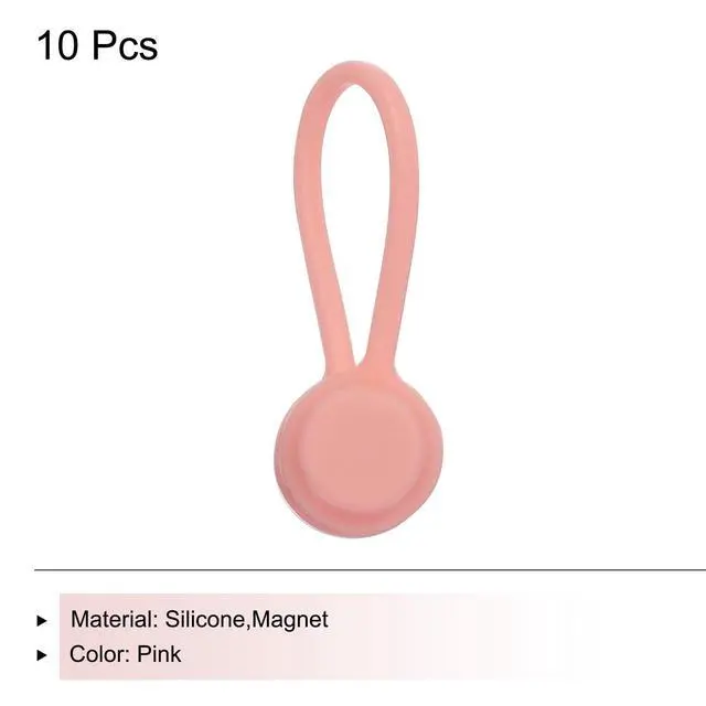 Alt view image 3 of 5 - Magnetic Cable Clips 4.3 Inch x 0.6 Inch Pink Magnetic Cord Organizer Cable Ties Reusable Twist Ties for Home, Kitchen, Office, 10 Pcs