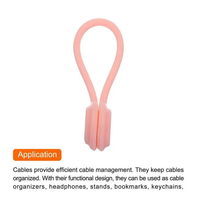 Alt view image 4 of 5 - Magnetic Cable Clips 4.3 Inch x 0.6 Inch Pink Magnetic Cord Organizer Cable Ties Reusable Twist Ties for Home, Kitchen, Office, 10 Pcs