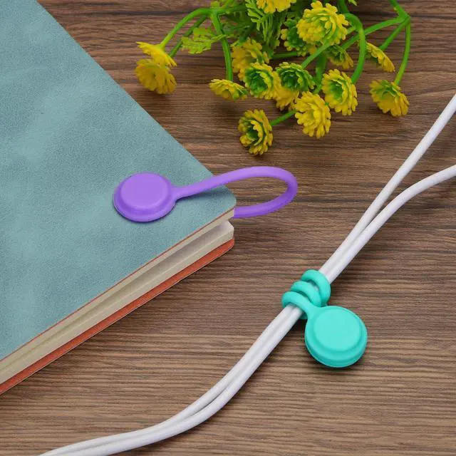 Alt view image 5 of 5 - Magnetic Cable Clips 4.3 Inch x 0.6 Inch Pink Magnetic Cord Organizer Cable Ties Reusable Twist Ties for Home, Kitchen, Office, 10 Pcs