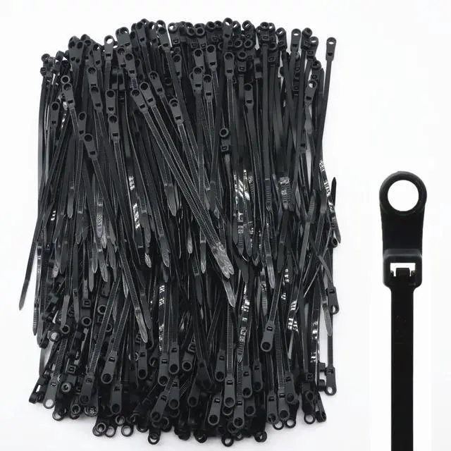 Main image of 400pcs Zip Tie with Screw Hole, 6 inch Automotive Wire Self Locking Black Zip Ties Screw Zip Tie Mount (6")