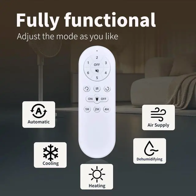Alt view image 6 of 7 - Replacement Remote Control fits Roomratv Ceiling Fan RV-52-BK-3D-R3 RV-52-BW-3D-R3 RV-52-BX-3D-R3 9002