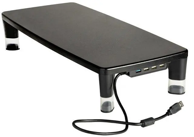 Main image of Adjustable Monitor Stand with 4-Port USB Hub, Black, Great for Computer Monitors, Laptops, TVs, Speakers, Printers and More