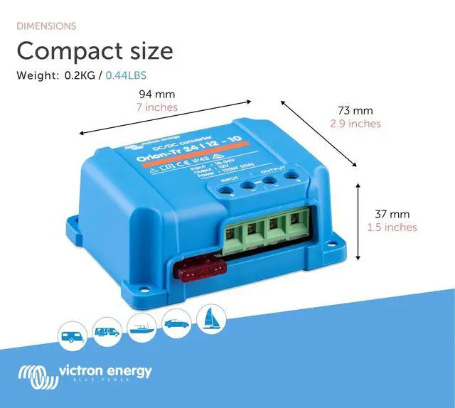 Alt view image 3 of 4 - Orion-Tr DC to DC Converter | 24/12-Volt 10 amp 120-Watt, IP43 Protected, for Dual Battery Systems, Non-Isolated